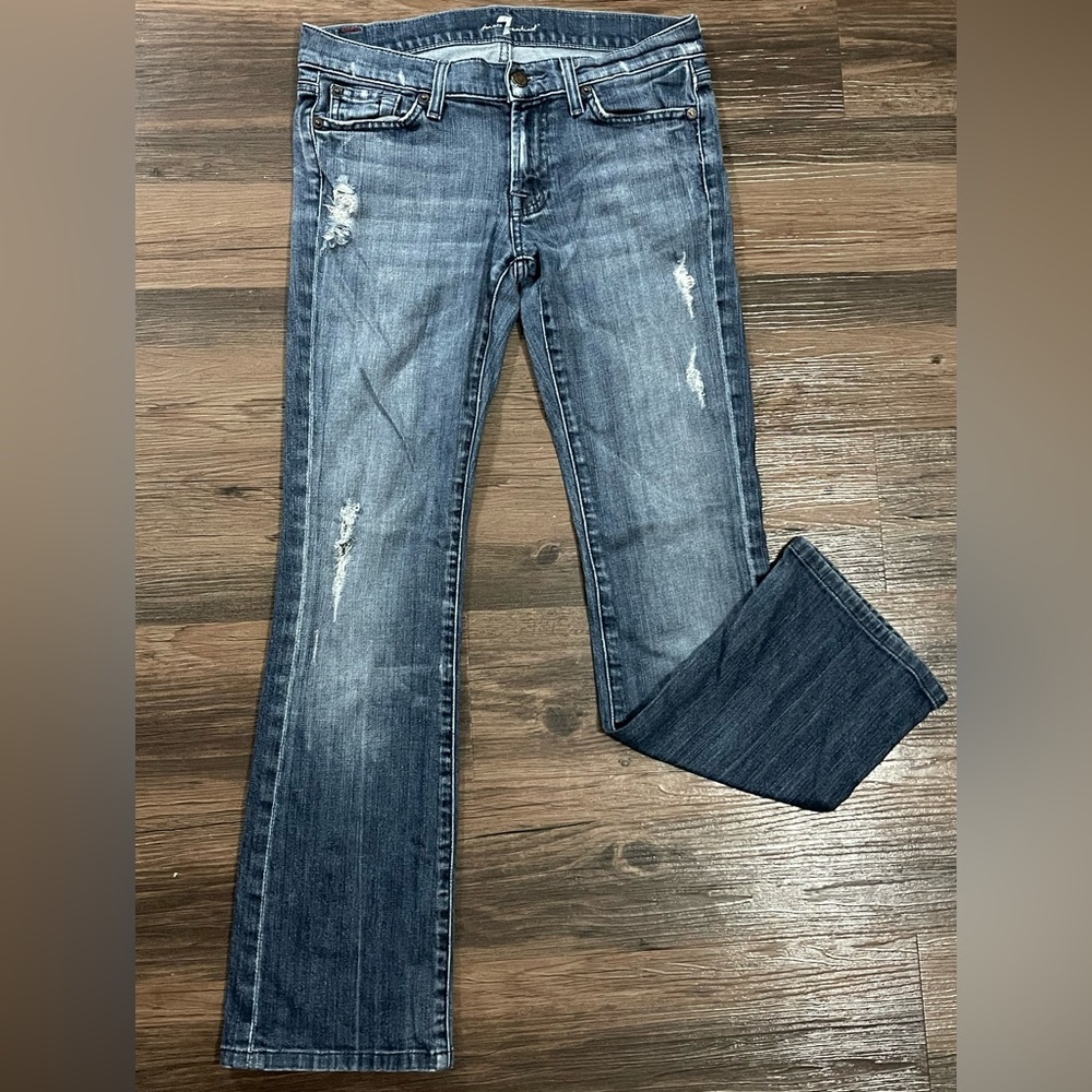 7 for all mankind - Blue wash off rip jeans